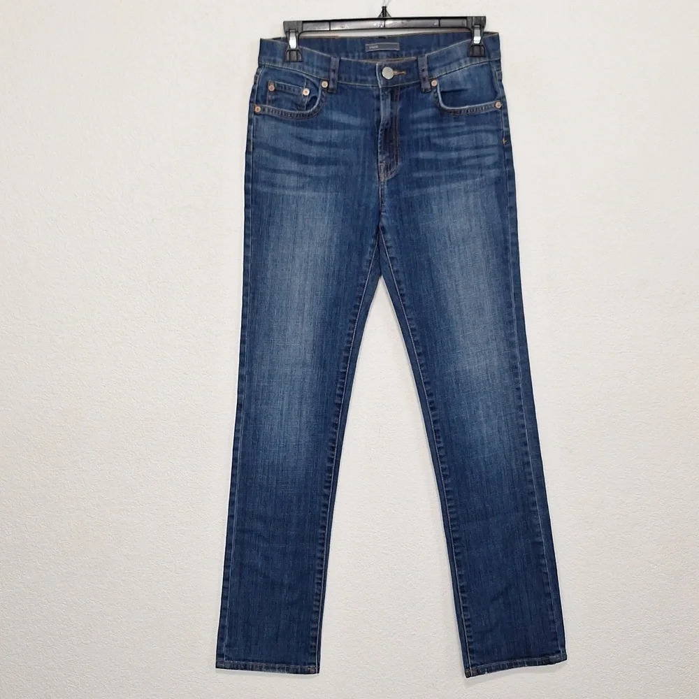 Vince Girl's Blue Medium Wash Mid Rise Straight Leg Denim Jeans Size 14